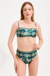 SNAKE PATTERNED STRAPLESS BIKINI WITH ACCESSORY DETAIL