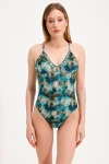 SNAKE PATTERN SWIMSUIT WITH GOLD ACCESSORY DETAILED