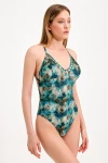 SNAKE PATTERN SWIMSUIT WITH GOLD ACCESSORY DETAILED