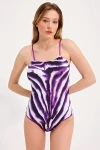 PATTERNED STRAPPED SWIMSUIT