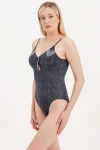 DENIM SWIMSUIT WITH SILVER ACCESSORY DETAIL