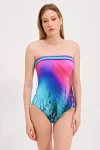 STRAPLESS PATTERNED SWIMSUIT