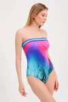 STRAPLESS PATTERNED SWIMSUIT